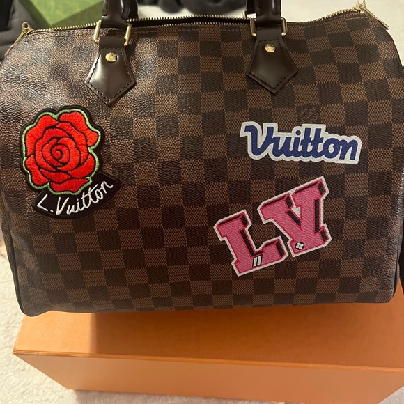 Louis Vuitton Handbags - Louis Vuitton Limited Edition Damier Ebene Patches Speedy Bandouliere 30 Satchel